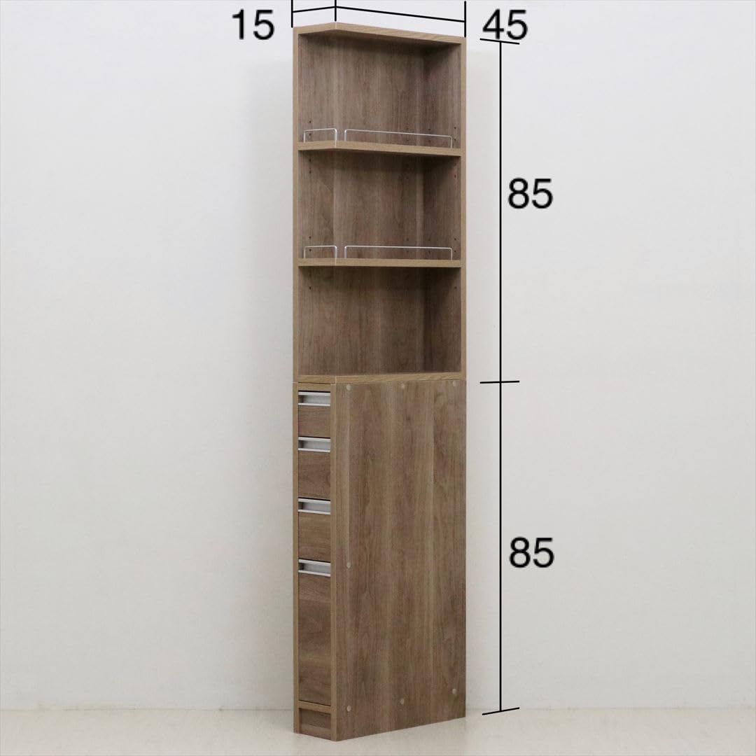 eco家具 2面オープンすき間収納庫 引き出し4杯 ミディアムブラウン 幅15c Amazon｜【国産】eco家具 2面オープンすき間収納庫 引き出し4杯