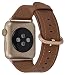 Apple Watch Band 38mm Women - PEAK ZHANG Caramel Vintage Genuine Leather Replacement Wrist Strap with Gold Adapter and Buckle for Apple Watch Series 2,Series 1,Sport,Edition