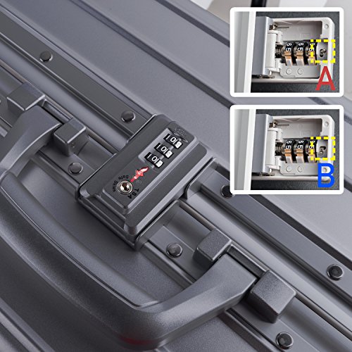 Travelking All Aluminum Luggage Zipperless Hard Shell Luggage Case With Tsa Lock Spinner Alloy Metal Suitcase (Grey, 24") #TOP1
