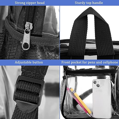Image of WILLBOND 12Pack Clear Backpack Heavy Duty Transparent Bookbag See Through Waterproof Plastic Backpack Bulk(Black)