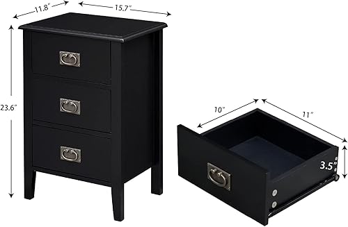 Miniatura 3 de VECELO Juego de 2 mesitas de noche, mesas auxiliares para sala de estar, dormitorio, muebles de acento vintage, espacio pequeño, patas de madera