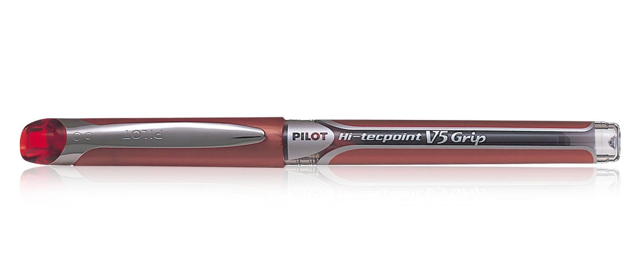 Amazon | Pilot 019582 Hi-Tecpoint V5 グリップペン レッド 12本