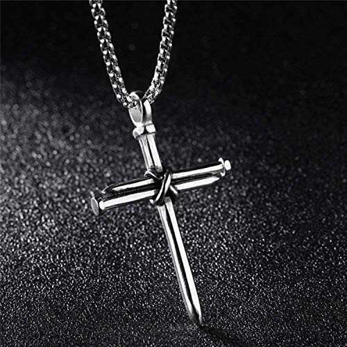 Muerdou Cross Necklace For Men Cross Pendant Strength Bible Verse Stainless Steel Necklace #TOP4