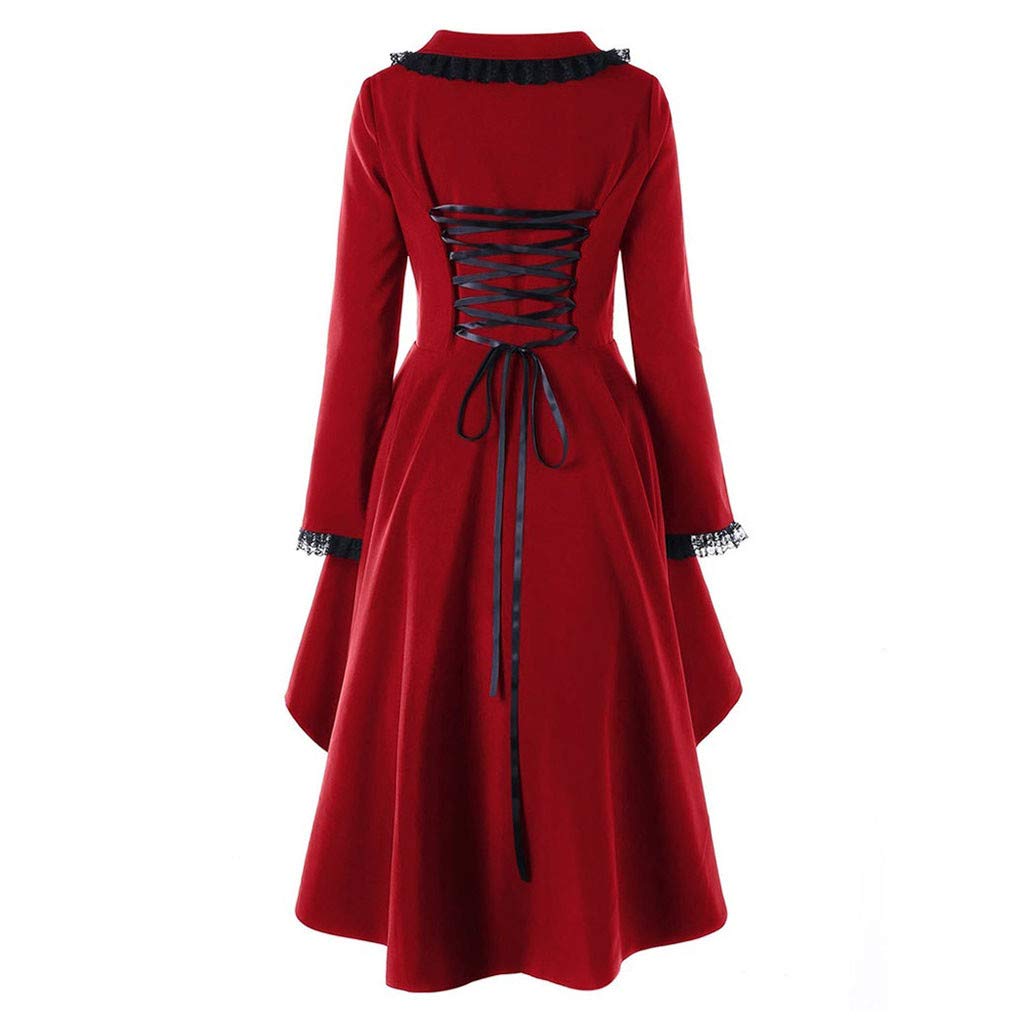 Generisch Giacca steampunk da donna gotica frack con orlo irregolare cappotto pizzo giuntura punk gonna da passeggio medievale vittoriana vintage smoking carnevale festa cosplay abbigliamento