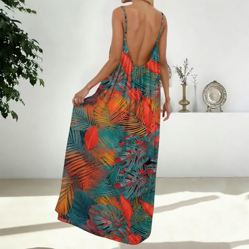 Image of HTHLVMD Backless Cami Dress Summer Dresses for Women 2026 Spaghetti Strap Dresses Womens Solid Color Backless Cami Dress