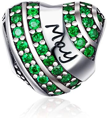 YOUFENG Jewellery S925 Sterling Silver Birthstone Charms for Charms Bracelet Love Heart Birthday Gifts Crystal Charm