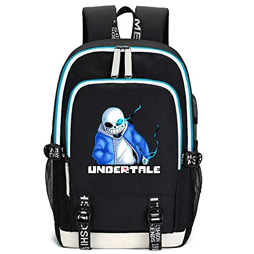Mochilas Escolares Undertale Viaje Juego para Portátil Unisex para Niños con Puerto