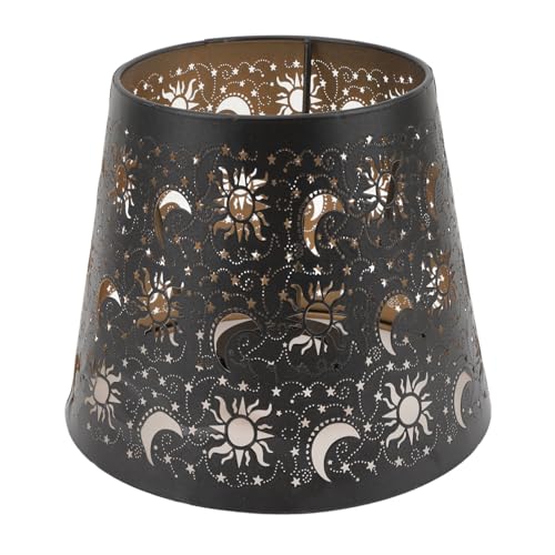 Metal Lamp Shade, Modern Wrought Iron Sun Moon Star Pattern Lampshade for Bedroom Headboard Decoration with E27 E26 Bulb Compatibility