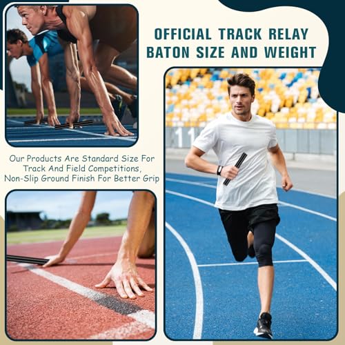 Zhehao 5 Pcs Track Batons for Relay Aluminum Running Field Race Batons for Students, Office, Clark, Outdoor (Black) - Thumbnail 4