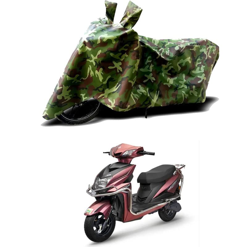 Image of 100% Water Resistant Bike Scooty Two Wheeler Body Cover Compatible for Tunwal Mini Lithino /UV-Rays /Heat Protection /Birds Dropping /Scratchproof /Dust Proof /Waterproof /All Varient[Green MJ]