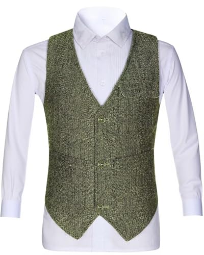 Boys Vintage Herringbone Tweed Suit Vest for Kids Toddler Slim Fit Wedding Tuxedo Waistcoat Youth Boy Formal Dress2