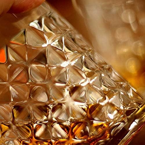 Miniatura 7 de FINSTER Juego de 4 vasos de whisky de corte de diamante a la antigua, de 10.5 fl oz (utensilios de bar para whisky, jugo, bourbon, agua y bebidas)
