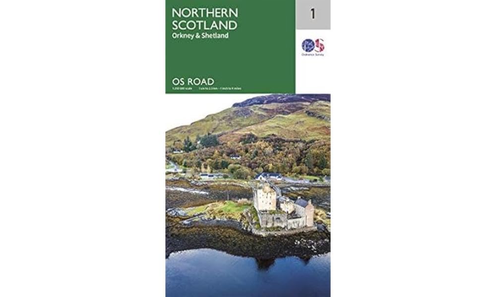 Northern Scotland Road Map | Orkney & Shetland | Ordnance Survey | OS Road Map 1 | Drive Scotland | Scenic Routes | Beaches | Maps | Adventure