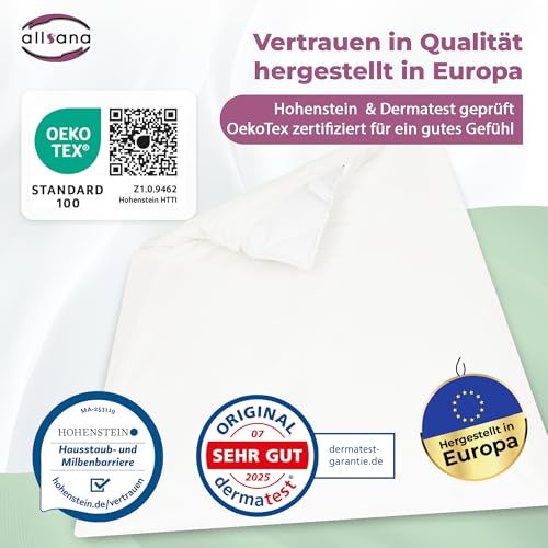 Allsana Allergiker Deckenbezug 135x200 cm | Allergie Bettwäsche | Anti Milben Encasing | Milbenschutz für Hausstauballergiker | allergendichter Bettdecken Zwischenbezug | Hohenstein Zertifiziert