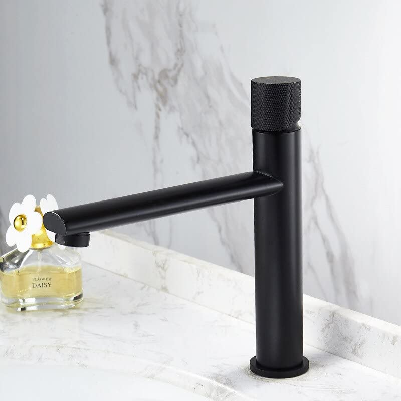 Robinet de lavabo noir mat à bouton moleté pivotant monotrou