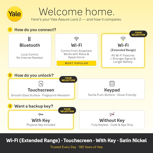Image of Yale Assure Lock 2 Touch Deadbolt, Satin Nickel Keyed Smart Entry Door Lock with Wi-Fi Connected Touchscreen Keypad for Code Entry and Remote Access for Vacation Rental Hosts, YRD420-CB1-619