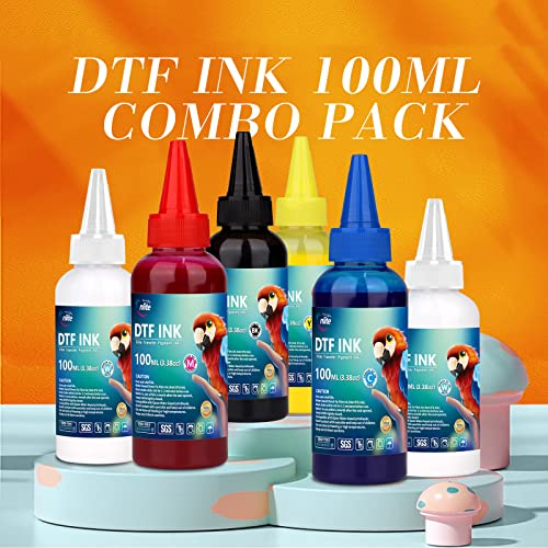 Enlite Dtf Ink 100Ml Combo Pack, Premium Pigment Ink For Pet Film Heat Transfer Printing, Refill For Dtf Printer With Epson Printhead Dx5 Dx7 5113 Xp600 I3200 4720 Tx800, 2W+1B+1C+1M+1Y #TOP1