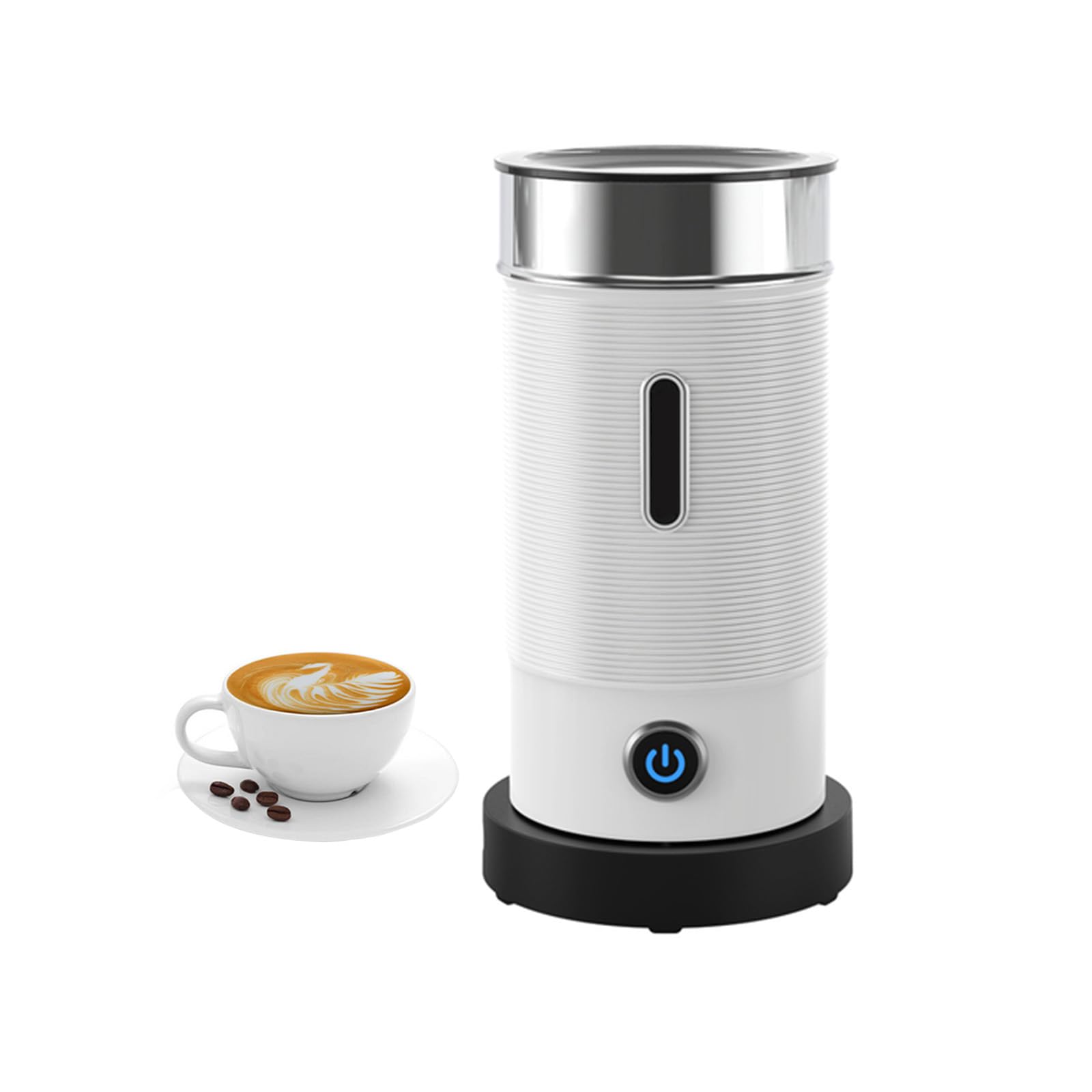 W Pełni Automatyczna Maszyna Do Spieniania Wrzącej Wody Parowej,Parowiec Do Mleka 4 W 1,Komercyjna Maszyna Do Spieniania Mleka Parowego O Pojemności 200 Ml,Do Cappuccino,Latte(Color:biały)
