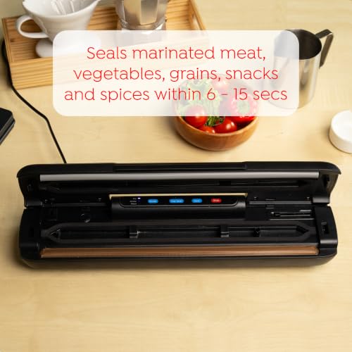 Image of Sipologie Vacuum Sealer Machine for Food | 60kPa Automatic Food Packing and Sealing Machine for Food Packets | 28cm Extended Seal | Wet and Dry Modes | 10 Vacuum Pouches | 1 Year Warranty