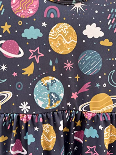 nebljgo Little Girls Dress Flutter Sleeve Toddler Baby Girl Sundress Summer Apparel Space Planets Pearl Dress2