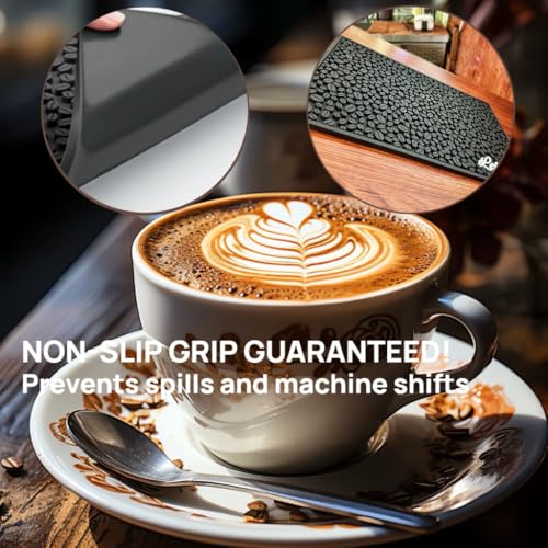 Coffee Bar Mats for Countertop, Bar Decor Accessories, Coffee Machine Tray for Countertop, Non-slip Dish Drying Mat, Rubber Barista Tools Pad, Espresso Organizer (Black, 18"x12") by LELINBAO - Image 9