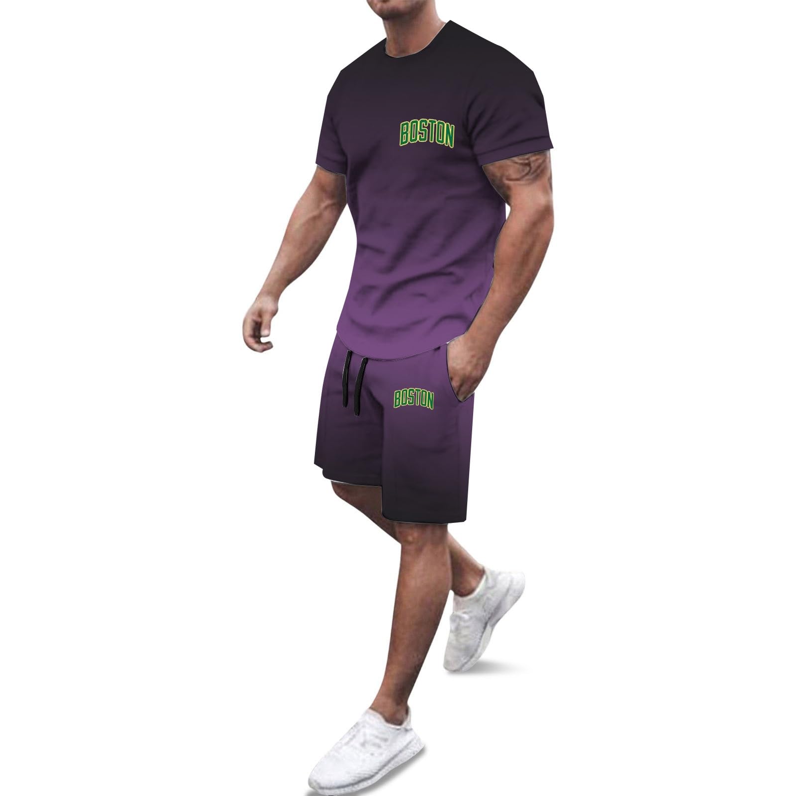 Ensemble T-Shirt Ample Homme à Imprimé Lettres pour l'Été - 5