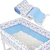 2-in-1 Babybett Bettumrandung: Lictin Babybett Bettumrandung enthält 1 oberer Zaun und 2 untere Zäune Laufgittereinlage kann Babys in alle Richtungen schützen. Laufstall Baby ist für alle Kinderbetten geeignet. Maße oberer Laufstall: 20 x 300 cm, Maße unterer Laufstall: 30 x 150 cm