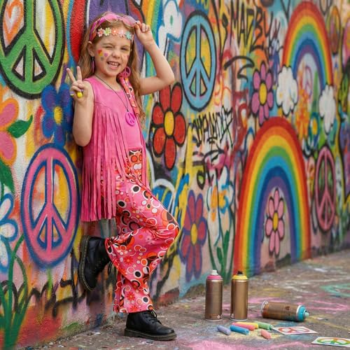 Disfraz Hippie para Niñas 60s 70s Set Fiesta Halloween miniatura 3