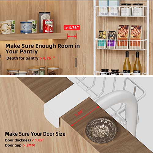Egepon Over The Door Pantry Organizer Rack, 6 Baskets Pantry Door Organization And Storage, Heavy-Duty Metal Door Shelf Hanging Door Spice Rack For Kitchen Pantry Bathroom,White #TOP1