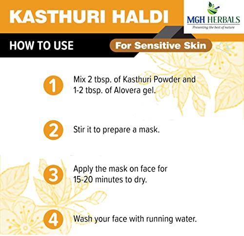 Image of MGH Herbals Kasturi Haldi Powder for face (100 grams) | Wild turmeric powder for glowing skin| Kasturi Manjal | 100% Natural, Chemical-free, Perseverative-free, Non-GMO)