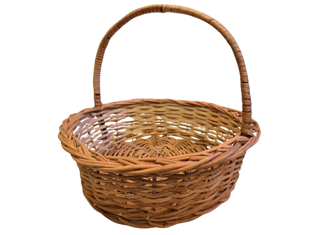 Bhartiye Crafts Artisan Crafted Kashmiri Willow Wicker Gift Hamper Basket | Round Cane Baskets with Handle | Natural & Sustainable Fruit, Picnic & Storage Baskets | Brown | Made in Kashmir (10 inch)-image-16