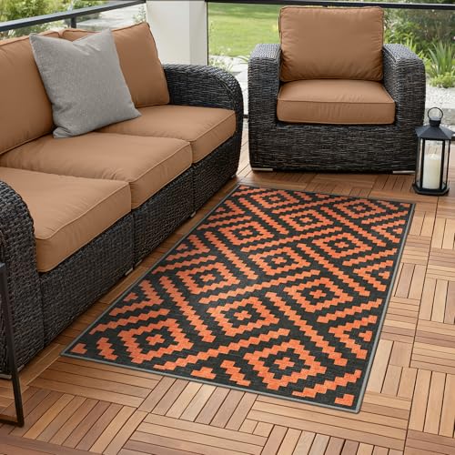 Image of GENIMO Fall Decor Outdoor Rug 3'x5' for Porch, Plastic Door Mat Orange Noir