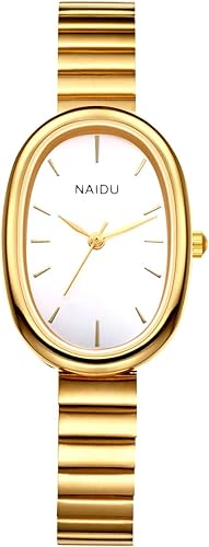 Avaner Relojes ovalados ultrafinos para mujer correa delgada de acero inoxidable, esfera pequeña, elegante, vestido de pulsera