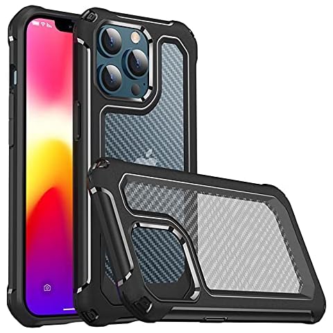Shockproof Case For iPhone 13 Heavy Duty Hard Clear Case Cover, Carbon Fiber Pattern Bumper Phone Case Cover for iPhone 13 Pro (iPhone 13,Black) Cover