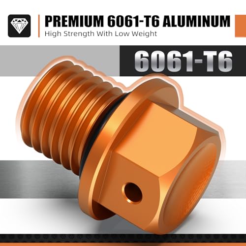 Image of NICECNC M12 x P1.5 Magnetic Drain Plug, Orange | Compatible with KTM 125-530 SX /SX-F /EXC /EXC-F /EXC-R /XC /XC-W /XC-F 2000-2023