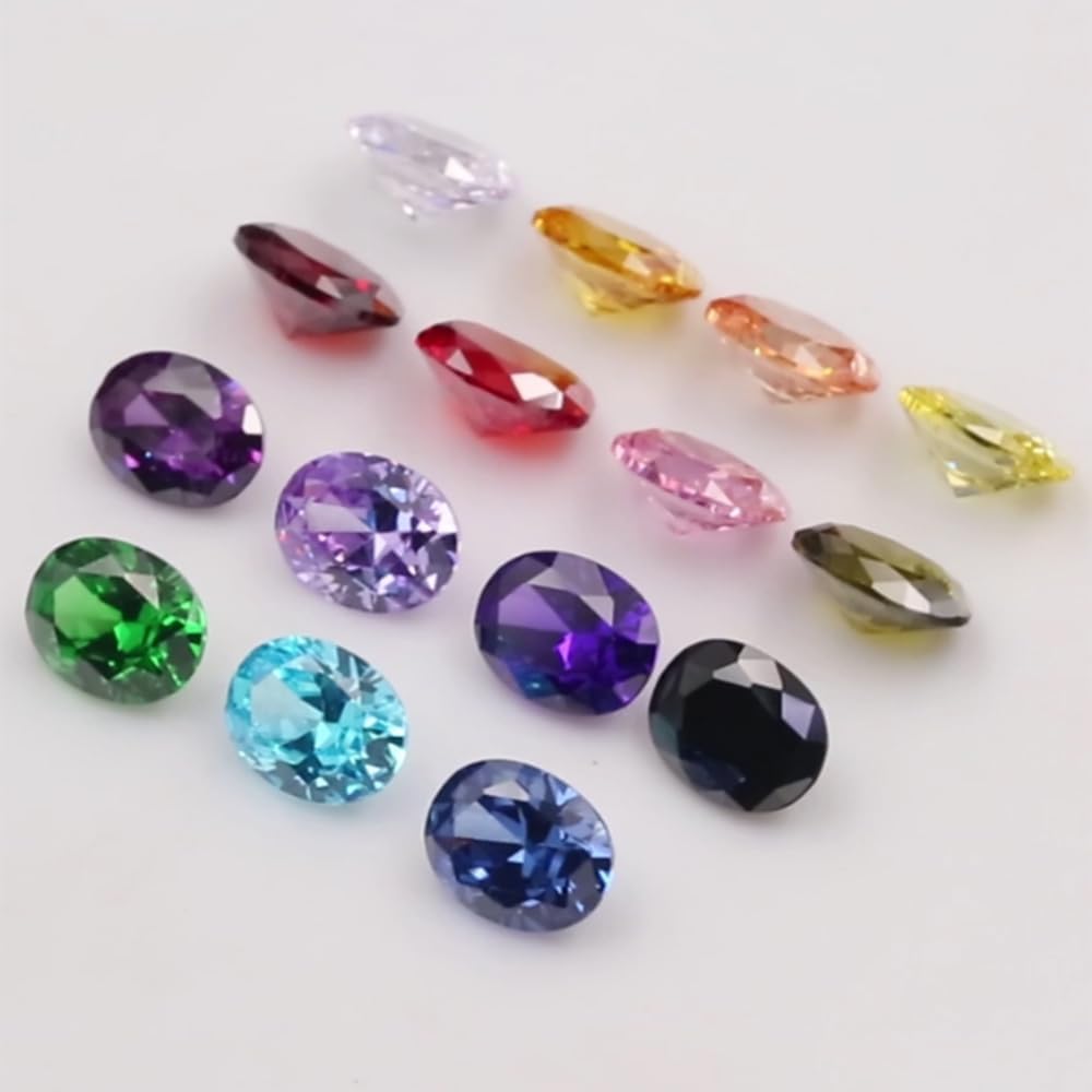 Oval Cut Loose Mixed 15 Colors Synthetic Cubic Zirconia Stones for Rings Earrings Bracelets Necklaces Pendants DIY Jewelry Making