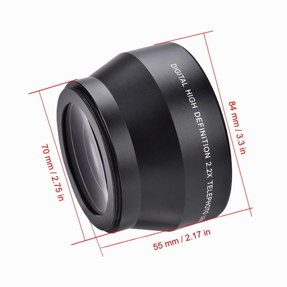 Accesorio para cámaras DSLR con teleconversor de Alta definición Universal de 67 mm 2.2X