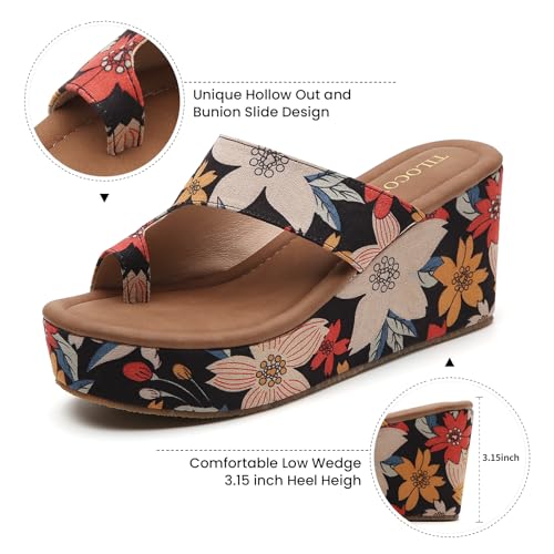 Image of Tilocow Wedge Bunion Sandals for Women Platform Slipper High Heel Wedge Flip-Flop Light Weight Ladies Shoes