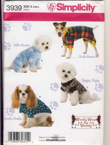 Simplicity 3939 Schnittmuster für Hundekleidung in drei Größen – Woofy Wear von Wendy