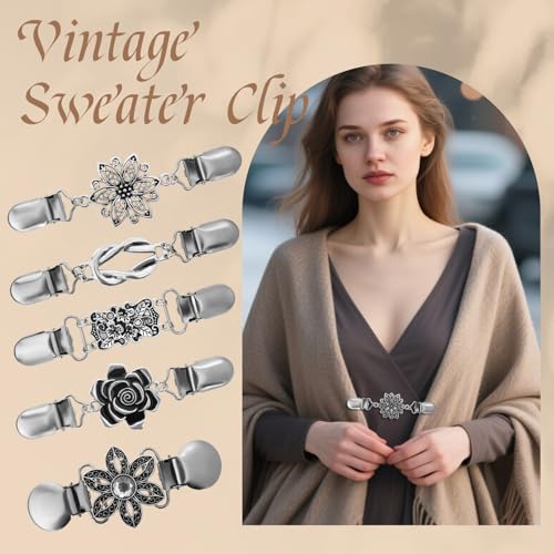 Image of CLINTT Exquisite Retro Sweater Twirl Clips, Cape Cloak Fasteners for Dresses, Stylish Cardigan Clips
