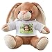 Stoffhase mit persönlichem Foto zum selbst gestalten (kuscheliger brauner Plüsch mit Fotodruck, weißes T-Shirt mit individuellem Foto, Thermo-Sublimationsdruck, Kuscheltier