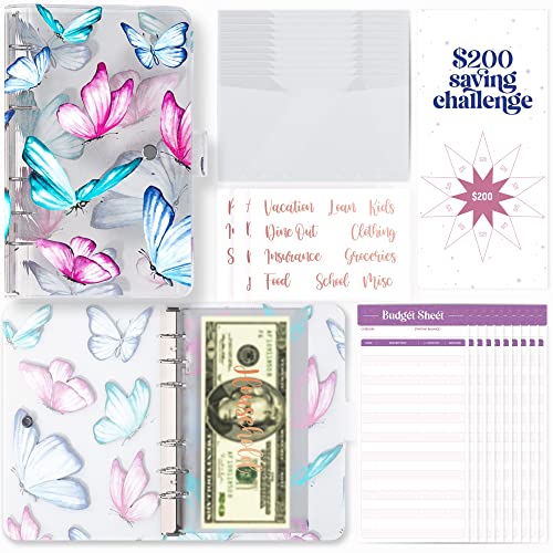 Soul Mama Pvc A6 Budget Binder With Cash Envelopes For Budgeting - Cute Butterly Money Organizer For Cash Budget Binder, Clear Budgeting Planner Money Savings Binder, Savings Challenges Book #TOP21