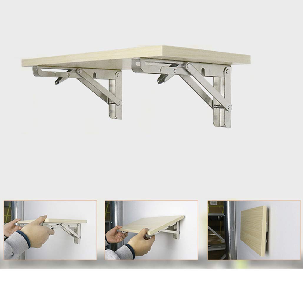 ZZXY Soportes para Estantes Plegables- Escuadras Abatibles Soporte Pared de Acero Inoxidable, Soportes Estanterías Escuadras Metálicas Ahorrar Espacio Carga Máxima 2 Piezas