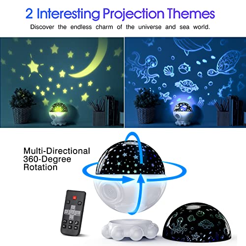 Ocean Night Light Projector For Kids, Octopus Decor Toys For 3-8 Year Old Boys, 3 In 1 Star&Moon Projection For 2-10 Year Old Girls, 9 Lullaby Songs, Toddler Toys, Adjustable 360-Degree Rotation #TOP1
