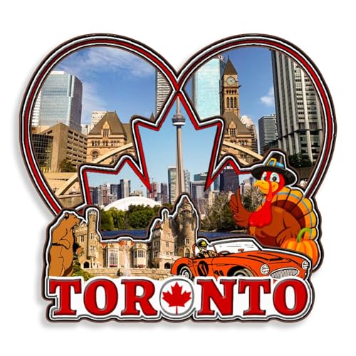 Dwutahcy 3D Wooden Fridge Magnet for Toronto Canada Travel Souvenirs Gifts Classic Home Crafts Collectibles Kitchen Decoration Office Whiteboard Landmark