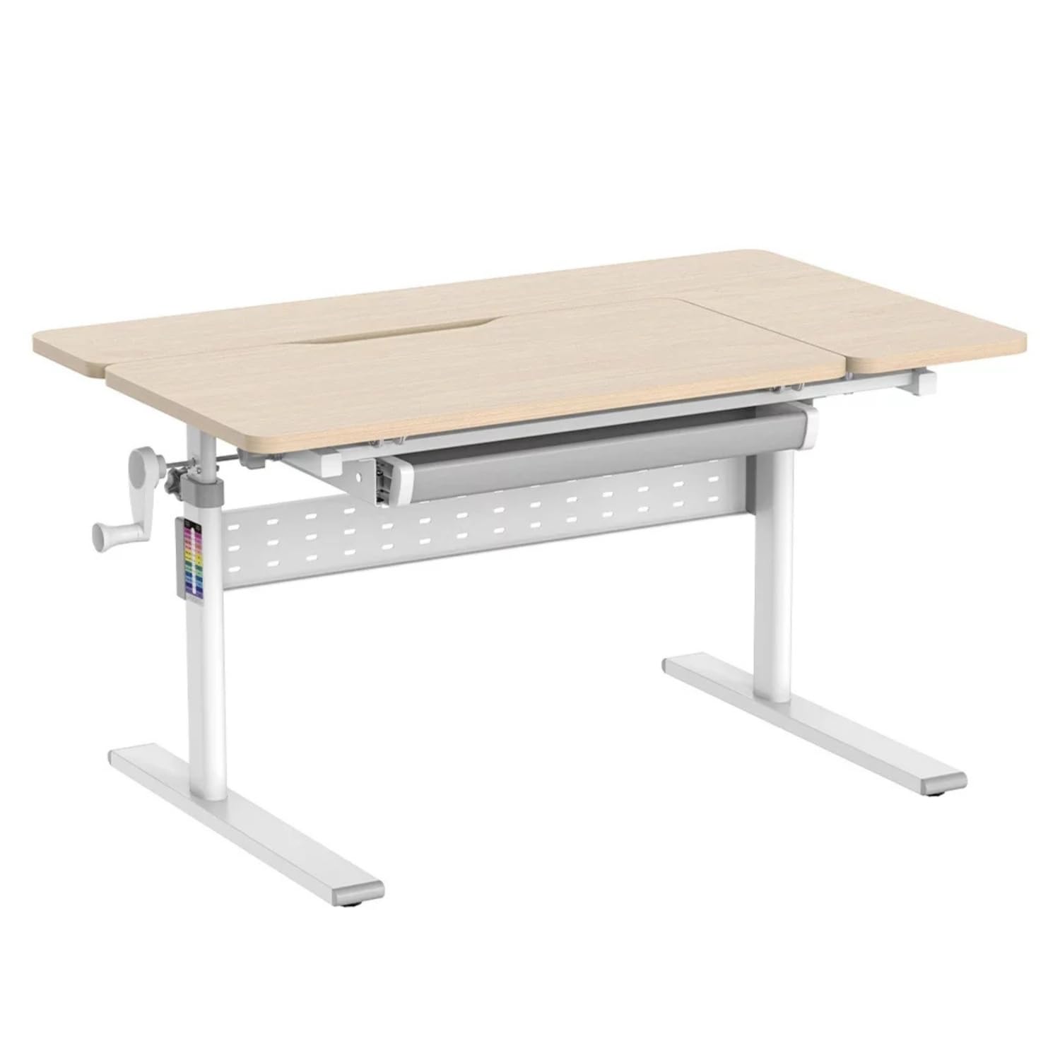Spacetronik Kinderschreibtisch Höhenverstellbar 100x60 cm, Schreibtisch Kinder mit Neigbarer Tischplatte, Kinder Schreibtisch mit Schublade & Haken für Rucksack, Holzplatte