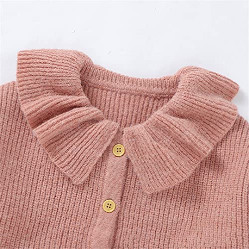 Girls' Sweater Autumn Solid Color Lotus Leaf Collar Children Knitted Cardigan Sweater3