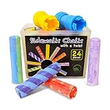 BERNARD'S - 24-Piece Sidewalk Chalk with a Twist, Multi-Colored Jumbo Chalk for Kids, With 2 Chalk H