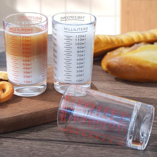 BCnmviku Glass Measuring Cup,4 Ounce/120ml Small Shot Glasses,Liquid & Dry Measure Espresso Shot Cups for Cocktail,Whiskey,Spirits,Wine,Liquor,Alcohol (Red) - Image 4