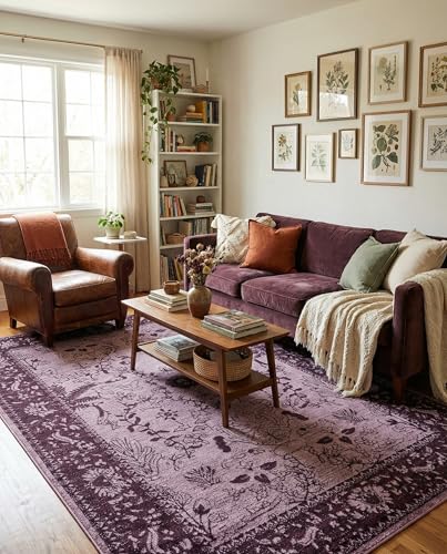 Tapete decorativo rectangular 6 x 9 pies morado